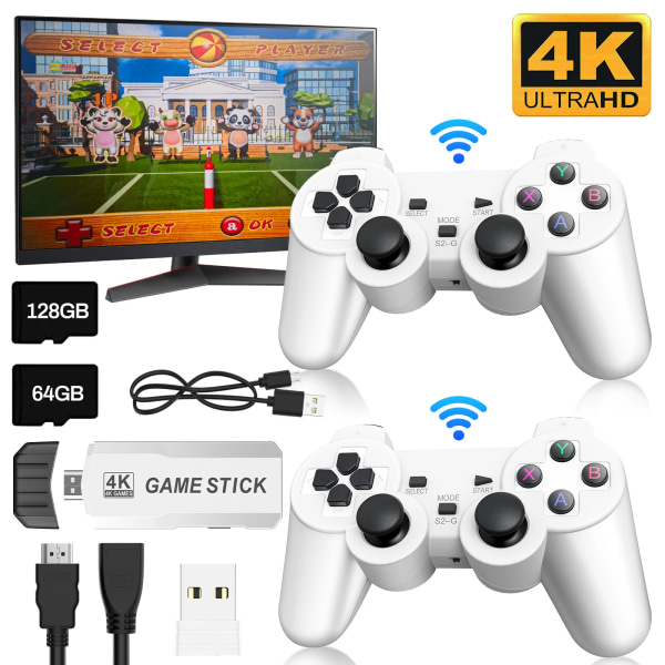M2 PRO 4K HD Game Stick videospelkonsol 2.4G trådlös handkontroll för PS1/FC/GBA/N64 Arcade Retro TV Game Console 30000+ spel 64GB 20000+Games