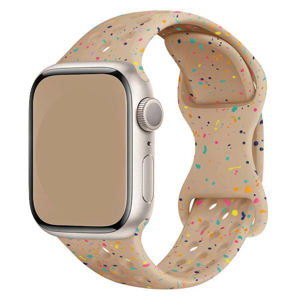 Silikonband För Apple Watch Rem Ultra 2 49Mm 42Mm 45Mm 44Mm 41Mm Färg Partiklar Armband För Iwatch-Serien 9 8 7 6 5 Se 43 milk tea 42mm 44mm 45mm 49mm