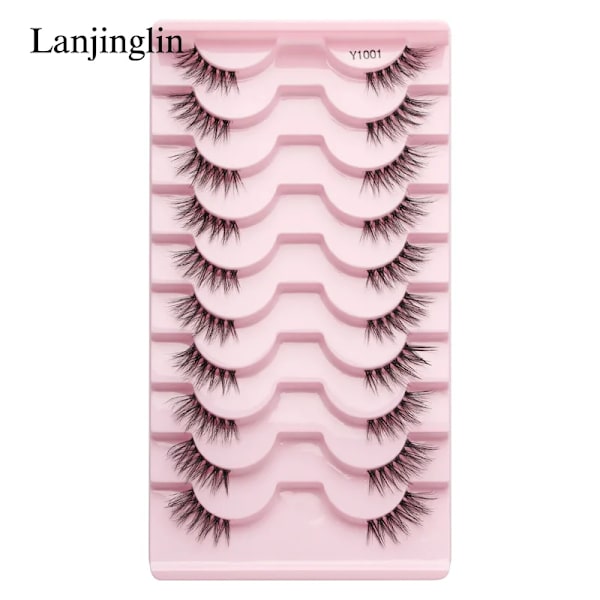 Half Eey Lashes 3/5/10 Par Nya Faux Mink Lashes Naturliga Falska Ögonfransar Wispy Fluffig Ögonfrans Extension Makeup Halv Lashes Verktyg 10pairs-Y1001