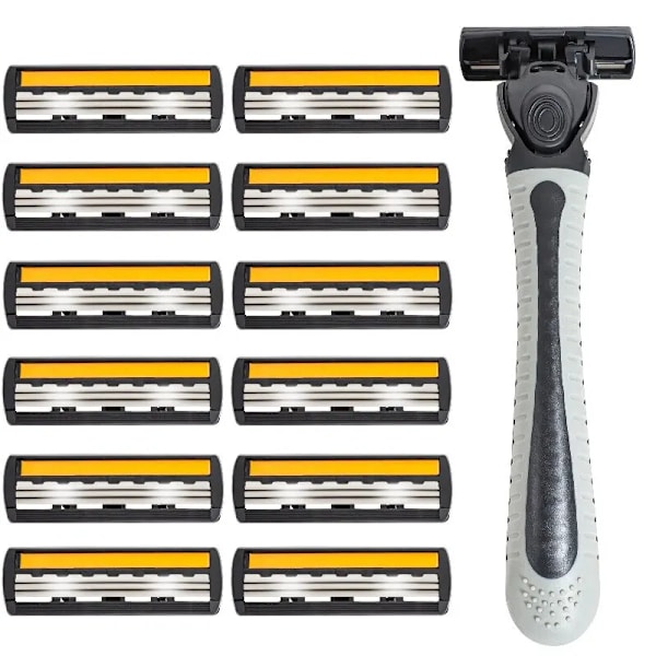 Rakapparat Ny design för män Rakhyvel Rakning Trelagersrakapparat Återanvändbar rakkniv Importerad blad Multi Tool Head Change Gray