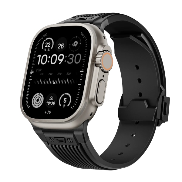 Silikon Sportrem För Apple Watch Ultra 2/1 49Mm Serie 9 8 7 45Mm 44Mm Gummiband För Iwatch 6 5 4 3 Se 44Mm 42Mm Armband Black-B Series 6 5 4 SE 44MM