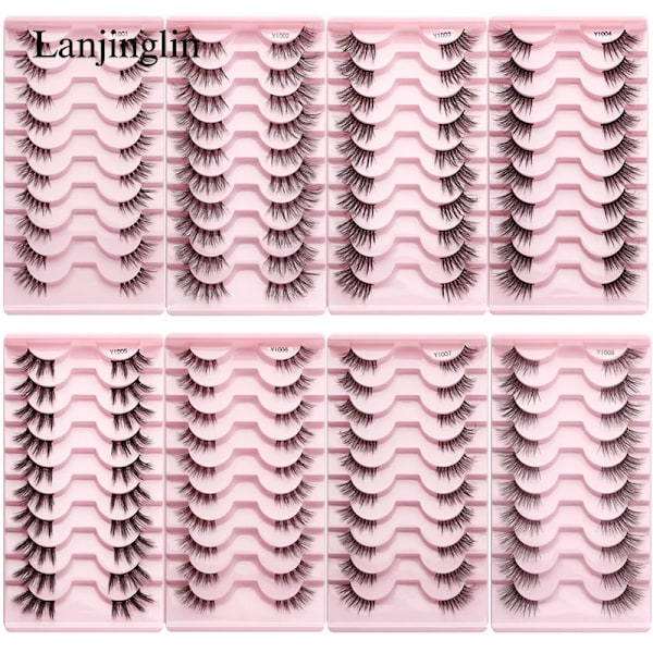Half Eey Lashes 3/5/10 Par Nya Faux Mink Lashes Naturliga Falska Ögonfransar Wispy Fluffig Ögonfrans Extension Makeup Halv Lashes Verktyg 5pairs-1008