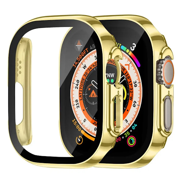 Skärmskydd för Apple Watch Fodral Ultra 2 49mm tillbehör Skydd Härdat glas iWatch serie 9 8 SE 7 4 45mm 41mm 44mm 40mm gold 41mm Series 7 8 9