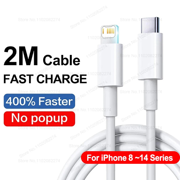 PD 40W Snabbladdare för iPhone 14 13 12 11 15 16 Pro Max Telefonladdare för iPhone 15 16 Plus USB C-kabel Snabbladdning Datakabel C To PD Cable 2M
