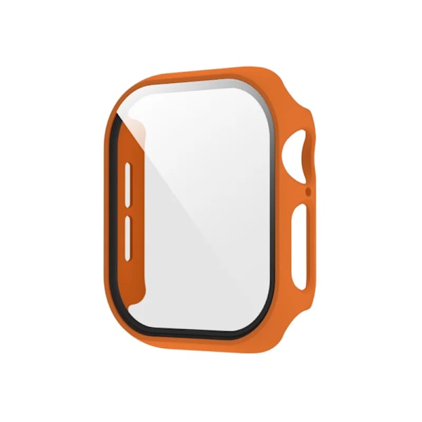 Härdat Glas+Skal för Apple Watch 45mm 41mm 40mm 44mm 42mm 46mm Skyddande Skal PC Stötfångarram För iWatch 10 SE 9 8 7 6 5 4 Orange 41mm Series 7 8 9