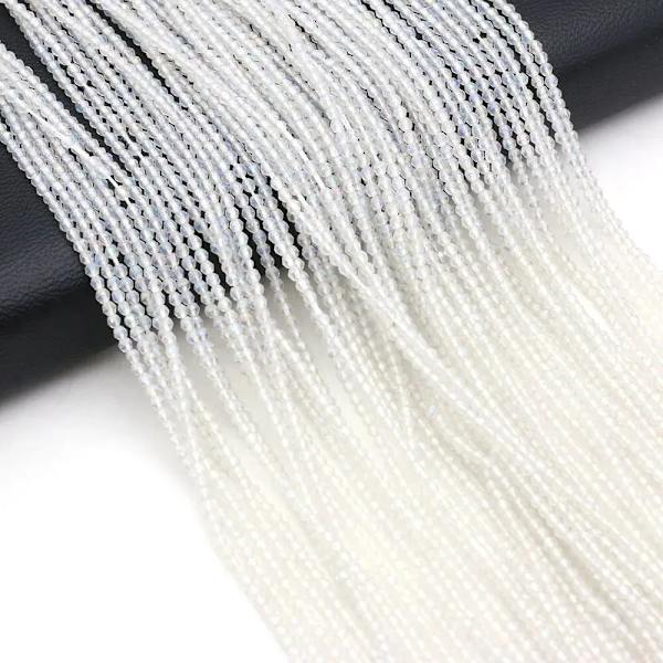 2 mm 2 st/ Set Natursten Spinell Färgglada Små Pärlor Fasettslipade glaspärlor för smyckestillverkning DIY Halsband Armband Tillbehör White