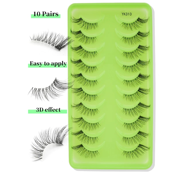 3/10 Par Half Lashes Makeup Naturliga Långa Katt Ögon Lashes Dramatiska Falska Ögonfransar Mjuka Faux Cils Falska Ögonfrans Extens Verktygcomment 10Pairs-YK302