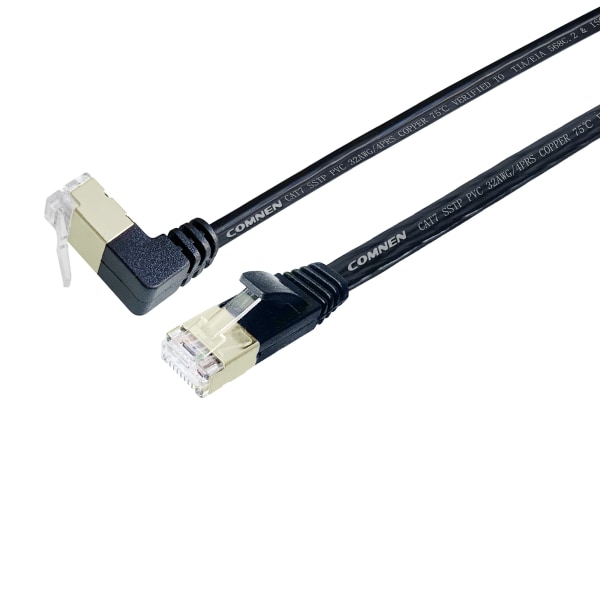 COMNEN-Câble Ethernet Cat7 à Angle Pio, RJ45 SSTP 90, Resistant, Patch Haut et Bas, 1/3/5 Pieds, LAN Réseau pour Routeur, Modem, PC, PS4 5m Straight to Straight