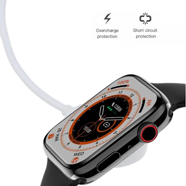 5V USB Magnetisk Smartwatch Laddare Laddningskabel Smartklocka Laddningsdocka Sladd för S8 Pro/DT3/S8 PRO MAX/X8/X7 Plus/X22Pro White