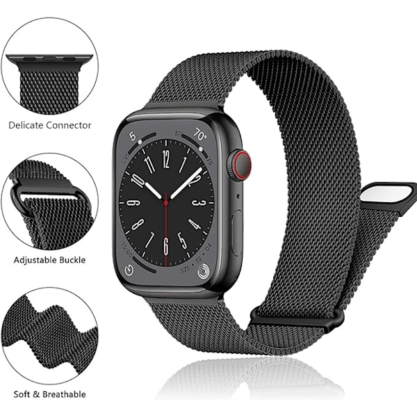 Magnetisk Strap För Apple Klocka Band 45Mm 44Mm 49Mm 3844 Mm 42Mm 41Mm 40Mm Korpus Armband Serie 9 8 7 6 5 4 3 Se Ultra. Black 38mm 40mm 41mm