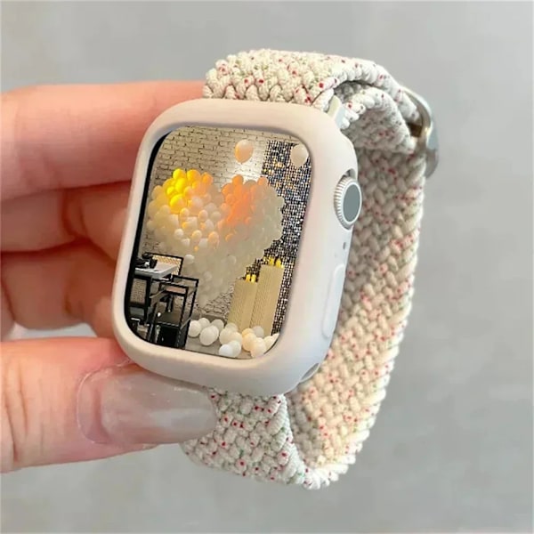 Koreanska Söt Braied Rem Case För Apple Watch Band 49Mm 41Mm 45 44 38 42 Nylon Armband För Iwatch Serie 9 8 7 6 5 4 3 Se 40 Grey For Series456SE 44MM