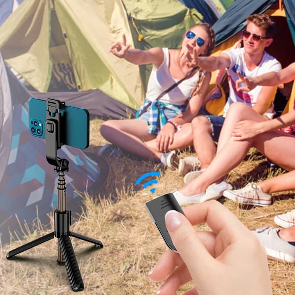 L03 Gimbal Aluminium Bluetooth 360 Graders Rotation Selfie Stick Bluetooth Stativ Stabilisatorhållare För Iphone Mobiltelefon black