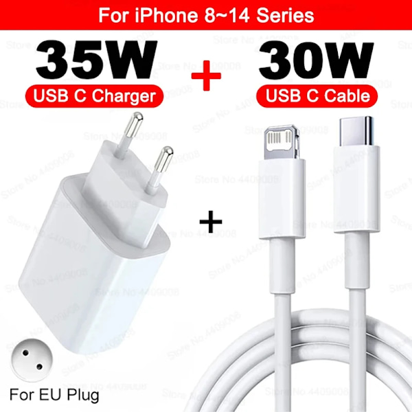 35W PD Snabbladdning För iPhone 15 14 13 12 11 Pro Max Plus X XR XS Max Magnetisk Trådlös Laddare Snabbladdning USB ny Kabel EU For iPhone 8-14