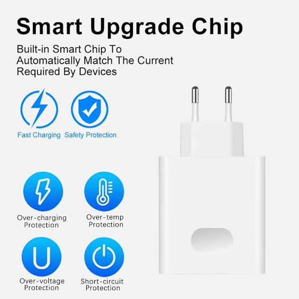 6A 66W Supersnabb EU Väggladdare för Huawei Mate 40 50 60 P50 Nova 8 9 10 Honor 90 100 X7 X8 X9 Magic Typ C Laddnings-USB-kabel EU Plug - 2m Cable