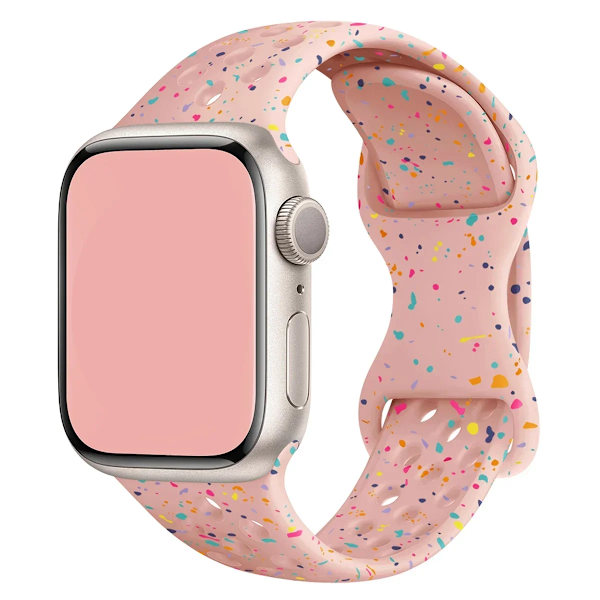 Silikonband För Apple Watch Rem Ultra 2 49Mm 42Mm 45Mm 44Mm 41Mm Färg Partiklar Armband För Iwatch-Serien 9 8 7 6 5 Se 43 sand pink 42mm 44mm 45mm 49mm
