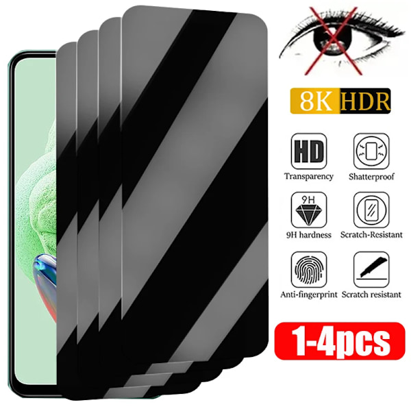 1-4 st Sekretess Skärmskydd för Xiaomi Redmi Note 12 11 10 13 Pro 11S 9 8 7 Plus 5G 10S 9S Anti-spion Glas för Redmi 10C 9A 9 Redmi 10C 4pcs