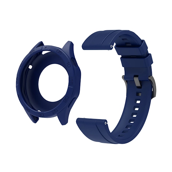 Silikonarmband för Huawei Watch GT4 GT5 46mm Ersättningsarmband + Skyddsfodral Navy Blue Bundle Huawei GT4 GT5 46mm