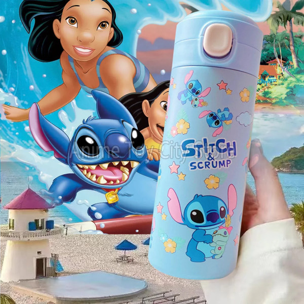 420ML Disney Stitch Termoskopp Bärbar vattenflaska Vakuumflaskor i rostfritt stål Termosmugg Resevattenkopp Tumlare 50PCS Stickers