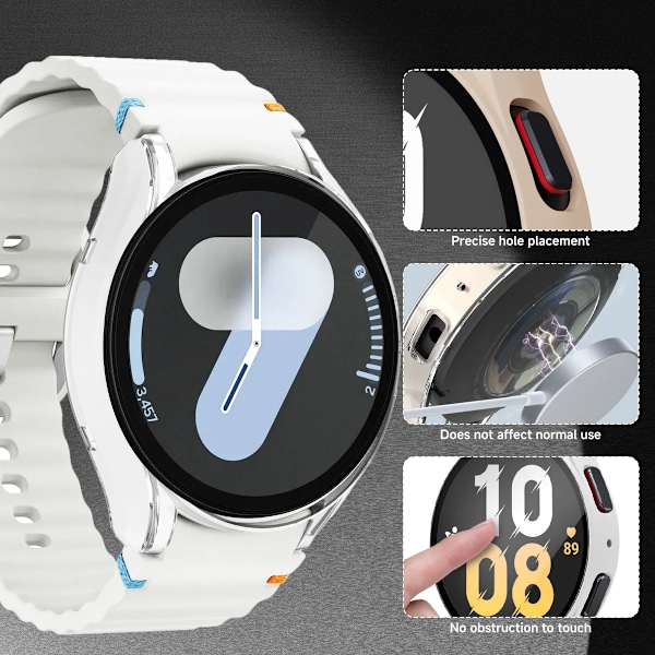 Härdat Glas+Skal för Samsung Galaxy Watch 7 44mm 40mm Skärmskydd Allround Stötfångarskal för Galaxy Watch 7FE 40 44mm Tr For Watch 7 44mm
