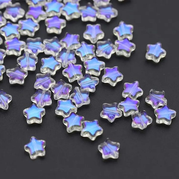 50 st färg stjärnpärlor 8 mm tjeckiskt glas löst mellanlägg för smyckestillverkning Hårnål Handgjorda gör-det-självtillbehör Spark purple 50pcs