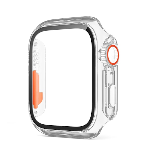 Glas+Fodral för Apple Watch 44mm 45mm 41mm 40mm 42mm 38mm Skärmskydd Omslag Byt Ultra Stötfångare iWatch Series 9 8 7 SE 6 5 transparent-red Series123 38MM