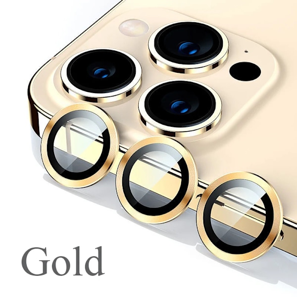 Kameraskydd för iPhone 11 12 13 14 15 Pro Max Mini 9H Härdat Glas Skärmskydd Film 14/15 Plus Metallring Gold 14 14Plus 15(2PCS)