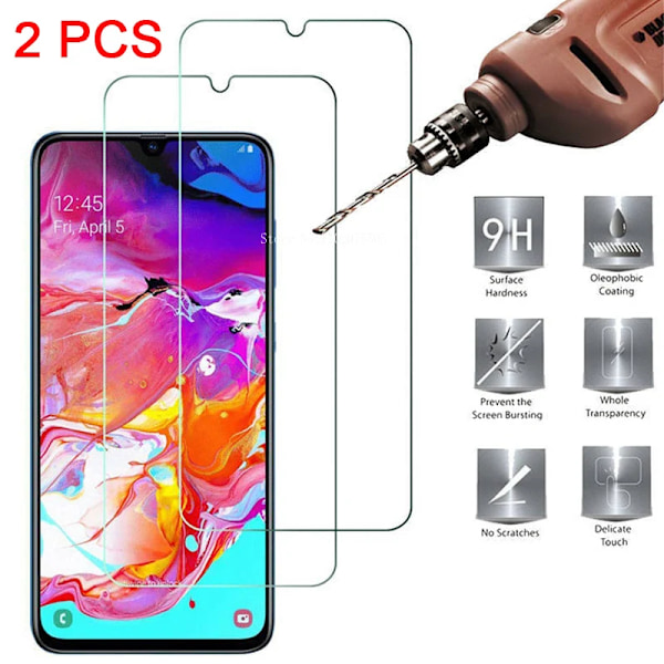 2 st Glas 9H HD Härdat Glas för Samsung A50 A40 A30 A10E A20E Skärmskydd för Samsung Galaxy A90 A80 A70 A60 A2 Core For A40 1 Piece