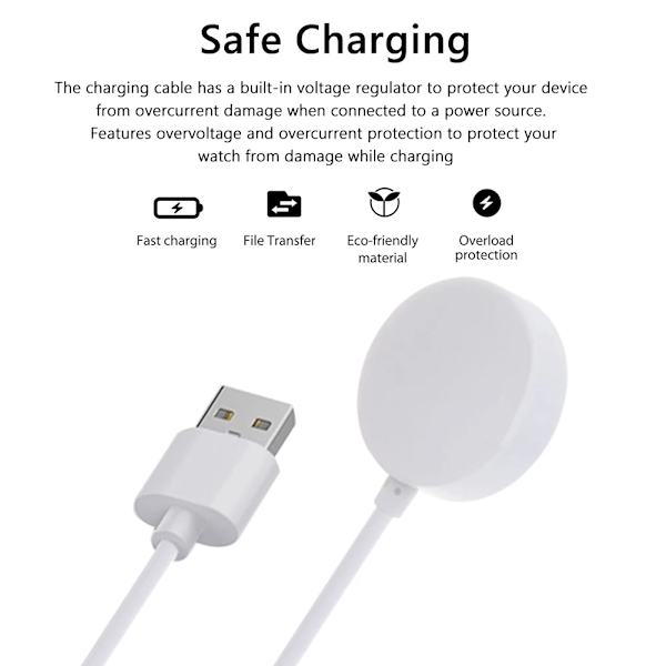 5V USB Magnetisk Smartwatch Laddare Laddningskabel Smartklocka Laddningsdocka Sladd för S8 Pro/DT3/S8 PRO MAX/X8/X7 Plus/X22Pro White