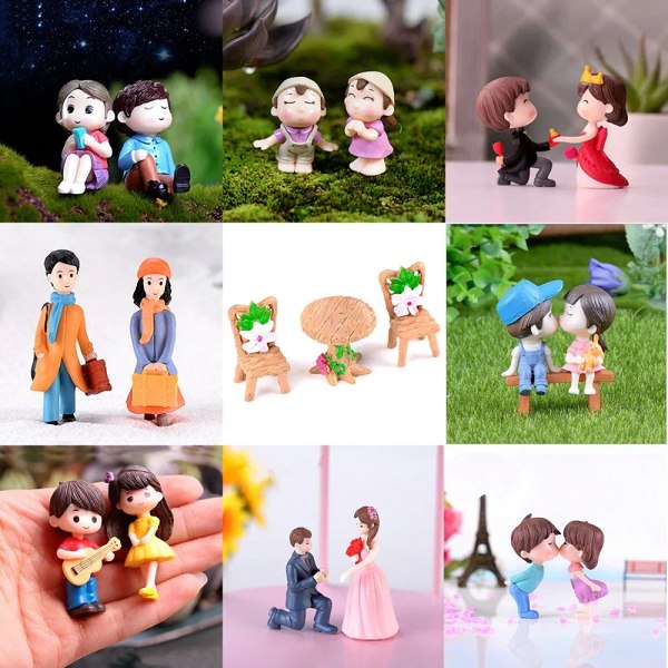 2st/ set Miniatyrprydnader Pojke Flicka Gitarr Sweety Lovers Parfigurer Hantverk Harts Bröllopsdockor Tillbehör Heminredning H2
