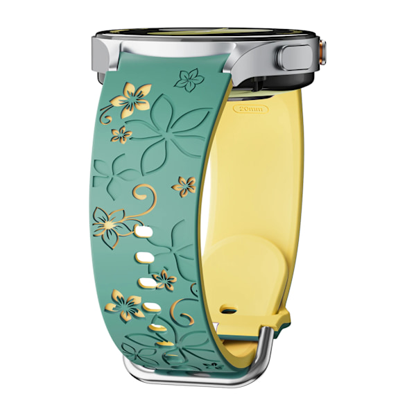 Graverat silikonarmband för Samsung Galaxy Watch 7 FE/6 4 Classic/5 Pro 45 Utan Glipor Sportarmband Galaxy Watch 7 Armband 44mm 40mm pine green-yellow Watch 4 classic 42mm