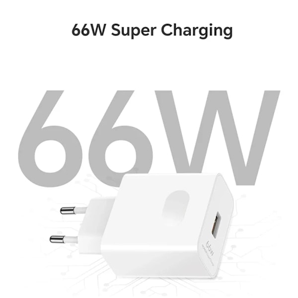 6A 66W Supersnabb EU Väggladdare för Huawei Mate 40 50 60 P50 Nova 8 9 10 Honor 90 100 X7 X8 X9 Magic Typ C Laddnings-USB-kabel EU Plug - 1m Cable