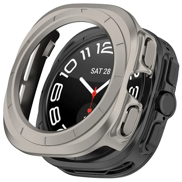 Matt Klockskydd För Samsung Galaxy Watch Ultra Skal Watch 7 Ultra 47mm PC Heltäckande Skyddande Stötfångare Fodral Tillbehör Titanium ash Galaxy Watch Ultra