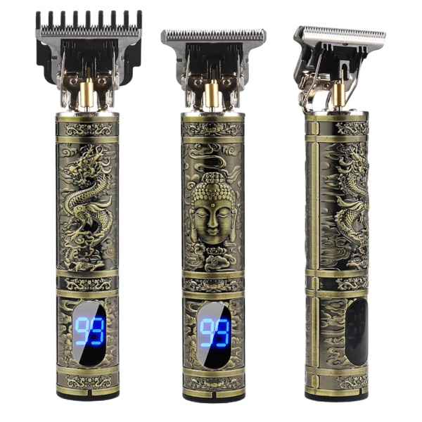 LCD-skärm T9 Electric Hairber 0mm Rakapparat Hårtrimmer Hushållsapparater Rese Frisör Rakmaskiner Rakmaskin för män Trimmer Man Mesh gold