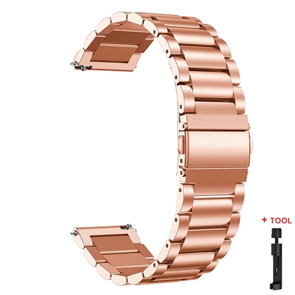 22mm 20mm Armband för Samsung Galaxy 7 6 5 4 40/44mm 6Classic Gear S3 Active2 Rostfritt Stål Armband för Huawei GT3 4Pro Amazfit Rose Gold 22mm