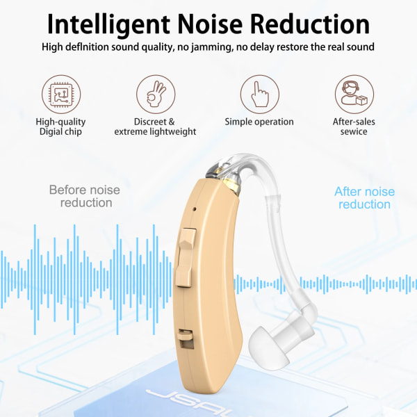 Uppladdningsbara hörapparater Digital hörapparat för dövhet Äldre Intelligent brusreducering Öronhjälp Ljudförstärkare 2 pcs