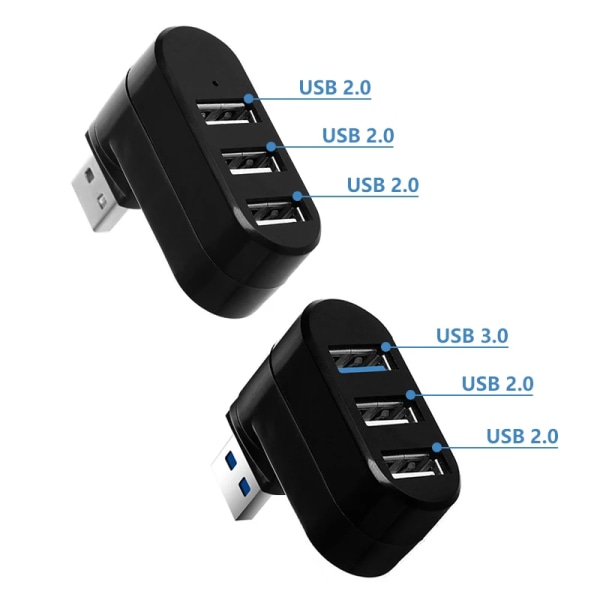 Adaptator USB HUB 3.0 à 3 portar, station för överföring av données à haute vitesse för ordinateur bärbar Xiaomi PC, tillbehör HUB 2.0 Black 3.0
