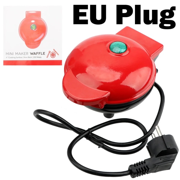 Mini Elektrisk våfflor Bubble Egg Kakaugn Mini våffelgryta Äggkaka Ugn Pan Eggette Maskin Frukost molds Red