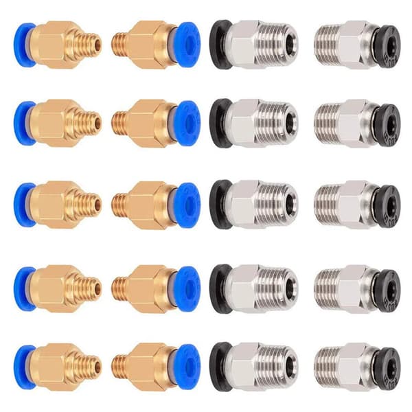 10st PC4-M6 PC4-M10 pneumatisk passning PC4-M10 för Creality Ender 3/3 Pro/3 V2 Ender 5/5 Pro/5 Plus CR-10 3D-skrivardelar Mixed Size