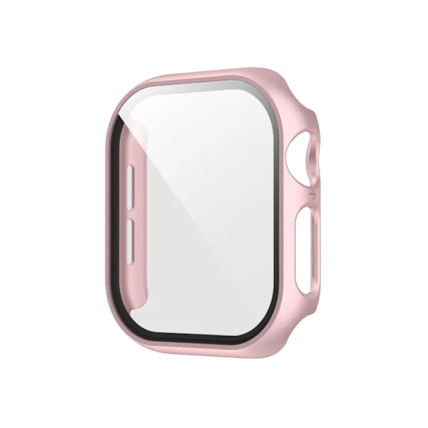 Härdat Glas+Skal för Apple Watch 45mm 41mm 40mm 44mm 42mm 46mm Skyddande Skal PC Stötfångarram För iWatch 10 SE 9 8 7 6 5 4 Rose Gold 49mm Ultra 1 2