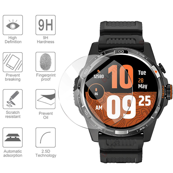 Skärmskydd i härdat glas för TicWatch Atlas Vattentätt skyddsfilm i härdat glas Skärmskyddstillbehör 3 Pcs for TicWatch Atlas