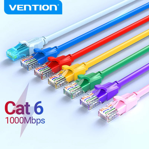 Vention-Câble Ethernet Cat 6 pour routeur d'ordinateur portable, 4 par torsadées, câble réseau Lan, Internet UTP Cat6, RJ45 1.5M Round-Black