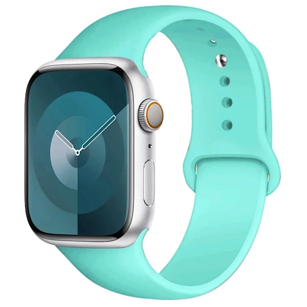 Silikonarmband för Apple Watch armband 44mm 45mm 40mm 41mm 42-38mm 45 mm sportarmband iwatch serie 8 7 6 5 4 3 SE 9 Ultra 2 49mm 21 Ice blue 38mm-40mm-41mm M-L