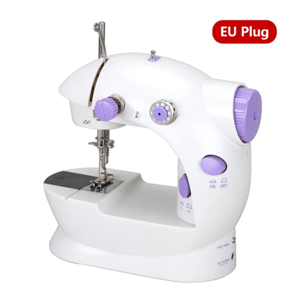 Machine à Coudre Électrique Portable med Contrôle de la Lumière et de la Vitesse, Accessoires de Bricolage Domestique Purple EU Plug