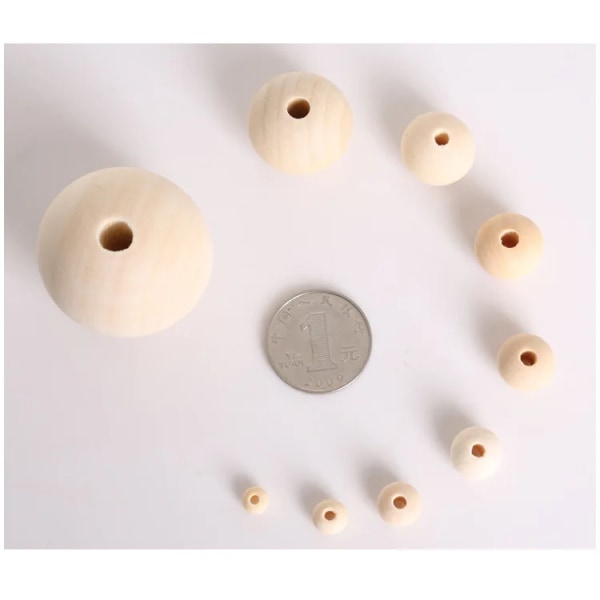 10/50/100 st 6-25 mm naturligt trä Rund lös distanspärla DIY Blyfri Ball Charms Halsband Smyckenstillverkning Handgjorda tillbehör 1