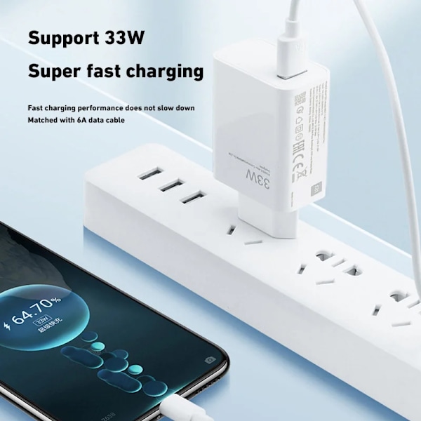 Xiaomi Original 120W Ultra Snabb Laddare QC 5.0 6A USB Typ C Kabel För IPhone Pro Max Samsung Snabbladdningsadapter EU-kontakt 67W Charger