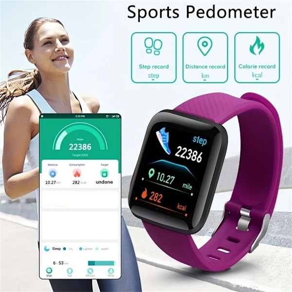Smartwatch 116Plus D13 Y68 Sport Armband Löpning Fitness Monitor Spåra Hjärtfrekvens Meddelande Påminnelse Män Smartwatch Kvinna Klocka Y68 Black