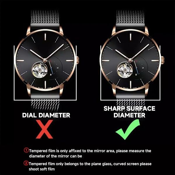 26-46mm Universellt Härdat Glas Smartwatch Skärmskydd Skyddsfilm 28mm 30mm 32mm 38mm 40mm 41mm 42mm Diameter 2-5 st 36mm 1pcs