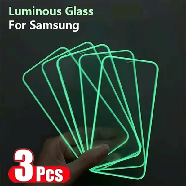 3 st Lysande Härdat Glas För Samsung Galaxy A50 A70 A51 A71 A30 A20 A10 Självlysande Skärmskydd För Samsung A52 A72 Glas For Samsung A70 2 Piece