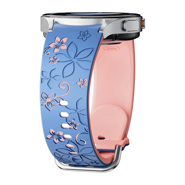 Graverat silikonarmband för Samsung Galaxy Watch 7 FE/6 4 Classic/5 Pro 45 Utan Glipor Sportarmband Galaxy Watch 7 Armband 44mm 40mm blue-light pink Watch 6 classic 43mm