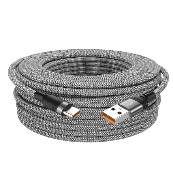 6A USB Snabbladdningskabel 1-8M TYPE C/Micro Flätad Kabel För Huawei Samsung Xiaomi OPPO OnePlus Android Förlängd Laddningskabel Grey Type-C 5m